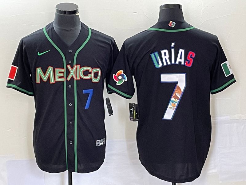 Men 2023 World Cub Mexico #7 Urias Black white Nike MLB Jersey3
